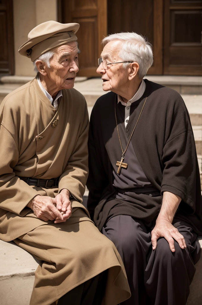 Make me a young man talking to a very wise old man