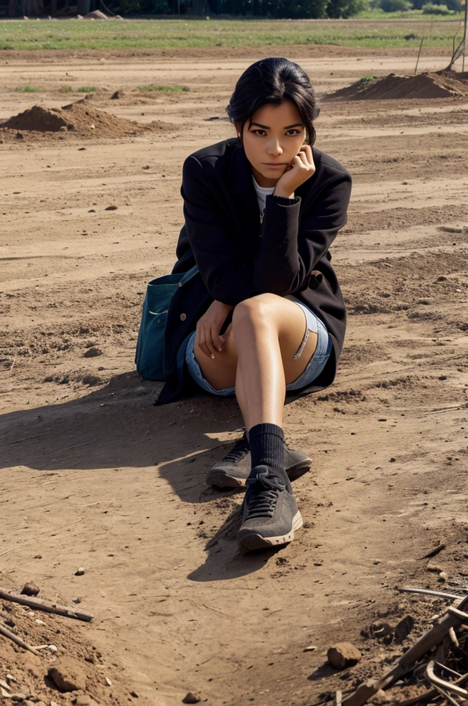A  sitting alone in ground