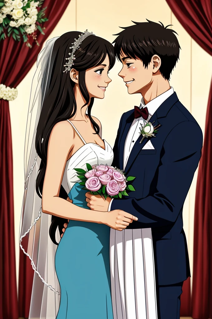 A couple getting married saying I love you Katerine image anime version 