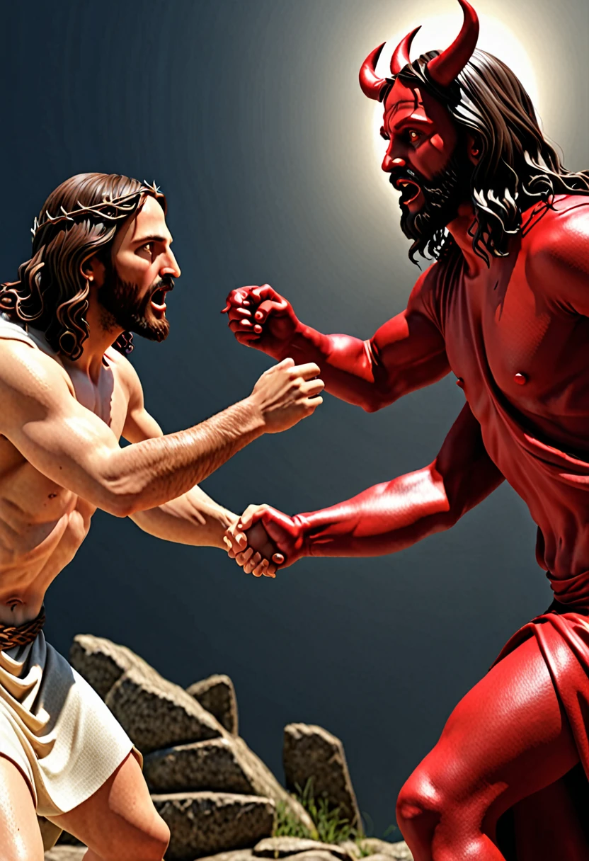Jesus vs devil realistic 3d - SeaArt AI