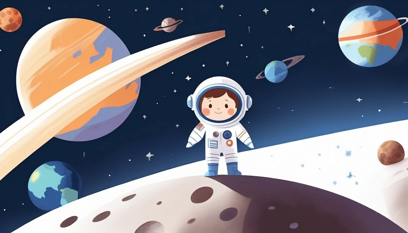 children's picture books,crayon paintings,white background,simple background,
A little boy in spacecraft, facing the camera, only earth planet in background, slowly approaching, with high definition and quality,