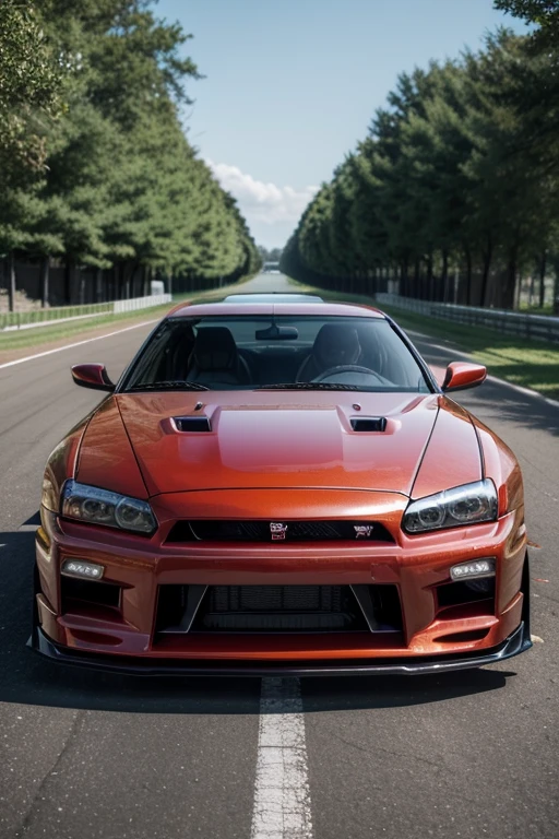 Create me a wallpaper to share with my boyfriend of a Nissan Skyline GTR 34