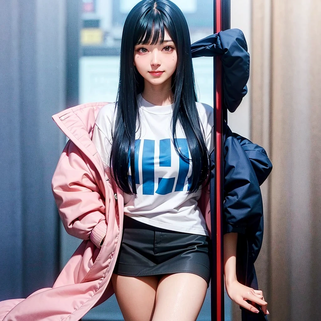 A beautiful Japanese girl is shown sitting in a futuristic interior.。Her long black hair falls naturally over her shoulders、Bangs fall on the forehead。Her big eyes are staring at the camera、It looks as if it is searching for something.。A light pink lipstick accentuates her lips.。
Her outfit consisted of a white jacket and shorts.、It has a futuristic design。Particularly eye-catching are:、With white straps around her legs、Highlights a unique style。White sneakers are also included.、The overall look is clean and stylish.。
Background、A futuristic corridor lit by pale neon lights.。There are complex wiring on the walls and ceilings.、It creates an atmosphere like the inside of a spaceship.。The blue light reflects off her face and dress.、It further emphasizes the fantastic atmosphere.。
her pose is relaxed、Place one hand on the floor、Sitting on one knee upright。This pose expresses her confidence and poise.、It matches the overall atmosphere。
This image is、The composition brings out the charm of this futuristic and cool girl.、Make a strong impression on the viewer。
-