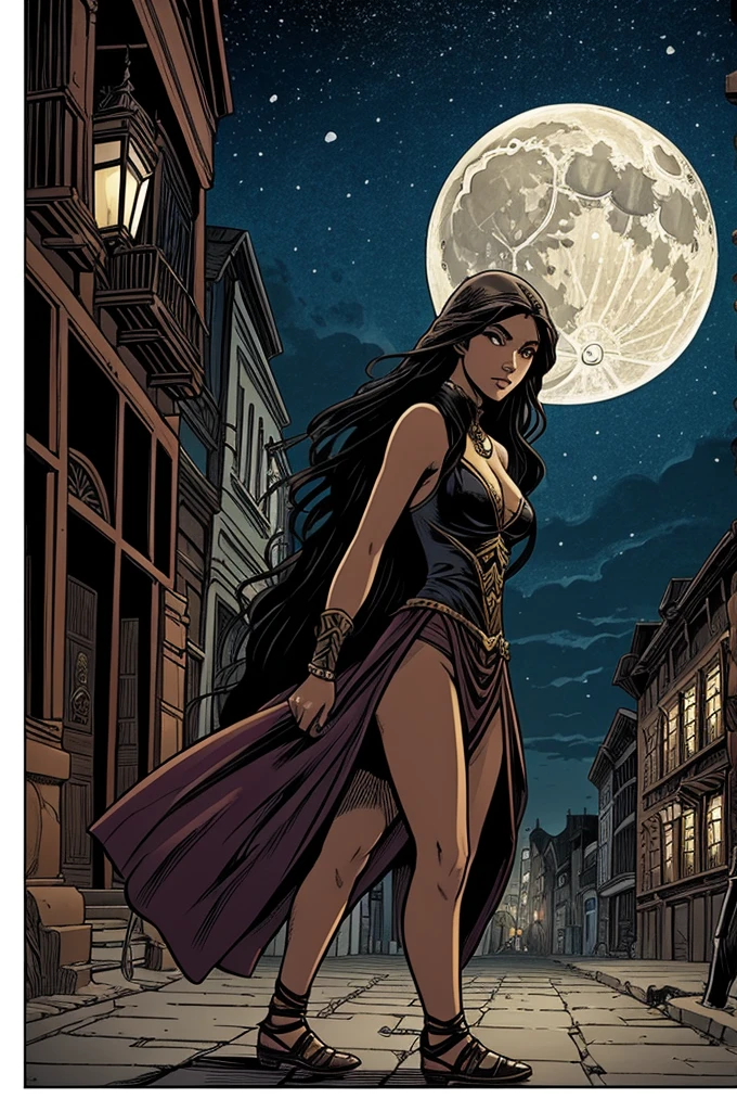 Make a comic about This legend of the city of Esmeraldas talks about the ghost of a beautiful young woman who walks the streets and seduces men when there is a full moon.. They die of fright when the woman&#39;s frightening skeletal corpse face is revealed to them..
