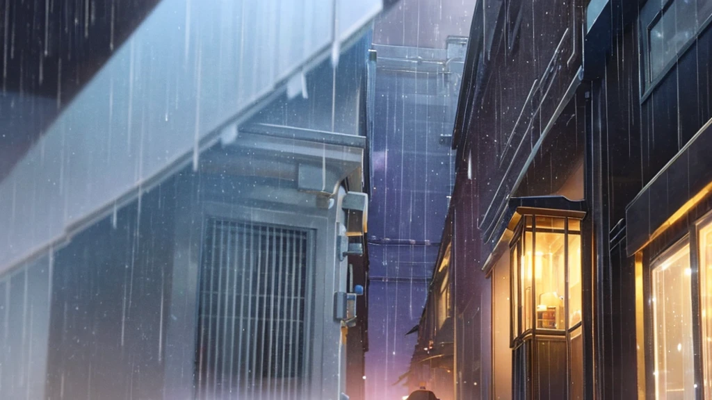 rain in alley, the night, homem sentdo no chao