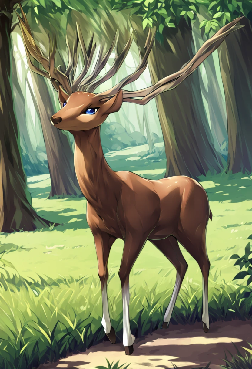 score_9, score_8_up, score_7_up, solo, Xerneas, (close-up), forest, nature, deer, stunning scenery, full body, looking at the viewer