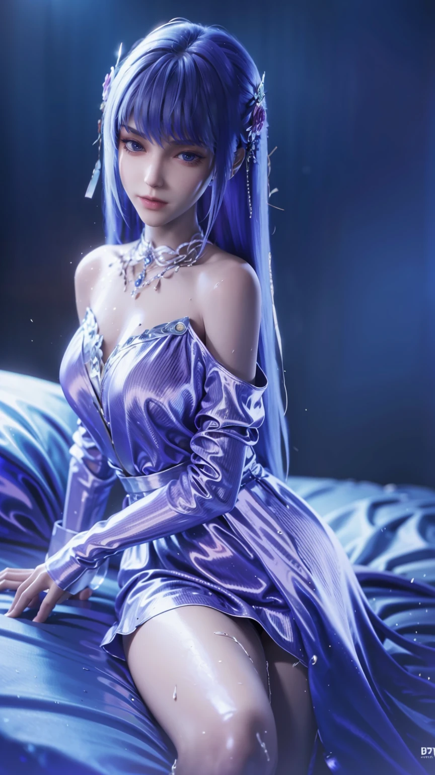 A girl lying on the bed, face up, with her legs slightly raised, extremely detailed beautiful 16-year-old girl, 4k, 8k, film, full body, lying down, long legs, barefoot, jade feet, full body capture, (((Lying on the bed)), (((Lying on the bed)), (((Lying on the bed)), large bed, lying on the bed, head on the pillow, high quality, realistic, Surreal, beautiful skin, flawless complexion, beautiful eyes, long eyelashes, delicate features, beautiful lips, elegant posture, natural light, cool tones