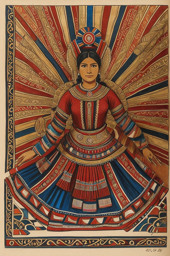 Drawing of the context of the bicentennial of Peru as traditional art