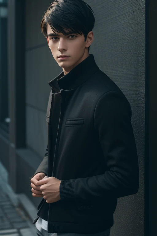 A реалистичный black-haired teenage boy,((same реалистичный hairstyle)),реалистичный handsome face, реалистичный cool expression, adapt the same реалистичный clothes, реалистичный light, реалистичный shadows, реалистичный background, хорошее качество изображения, очень хорошие результаты изображения, 4k, Ультрадетализированный, реалистичный
