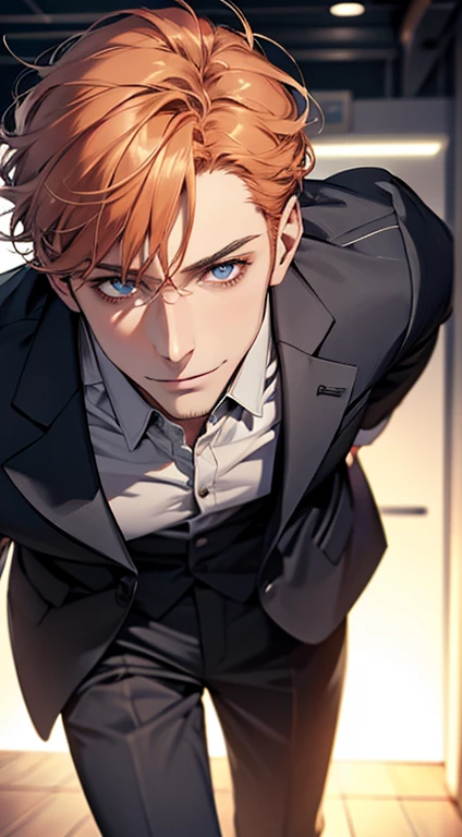 (best quality,4k,8k,highres,masterpiece:1.2),ultra-detailed,(realistic,photorealistic,photo-realistic:1.37),1 man,31 years old,mature man,very handsome,without expression,smile,short grey b
Orange hair,blue eyes,penetrating gaze,perfect face without errors,imposing posture,businessman,office background,cinematic lighting,hdr image