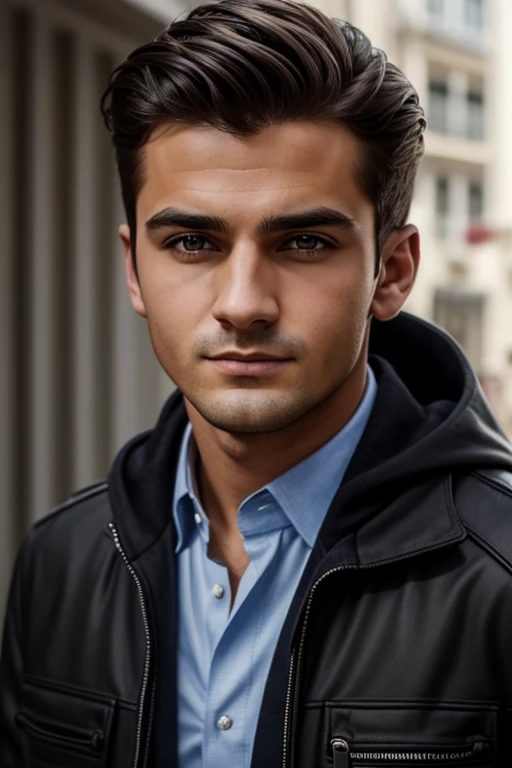 A реалистичный black-haired age boy,((same реалистичный hairstyle)),реалистичный handsome face, реалистичный cool expression, adapt the same реалистичный clothes, реалистичный light, реалистичный shadows, реалистичный background, хорошее качество изображения, очень хорошие результаты изображения, 4k, Ультрадетализированный, реалистичный