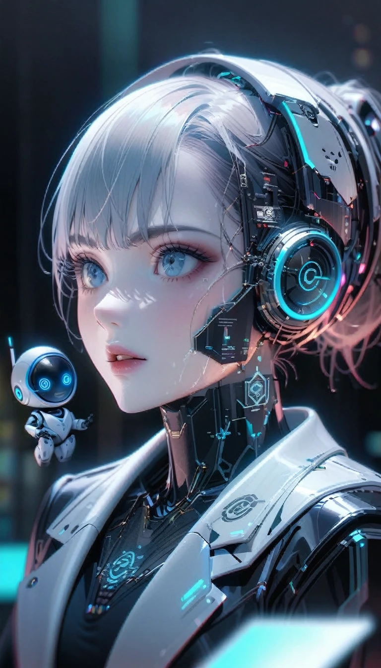 (modern, ellegant and smart robot assistant), (icon, futurist, robot)