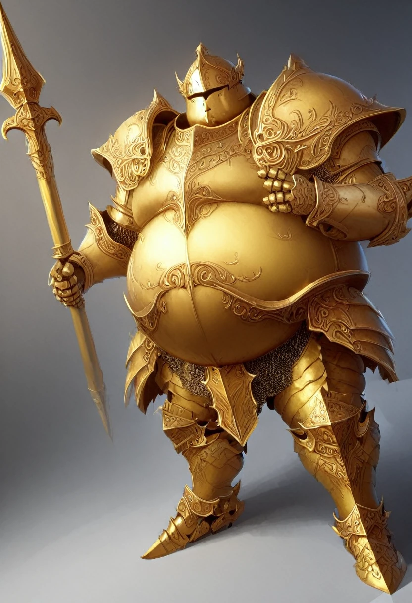 Obese knight with gold armor. [Man] [Knight] [Fat] [Obese] [Gold armor]