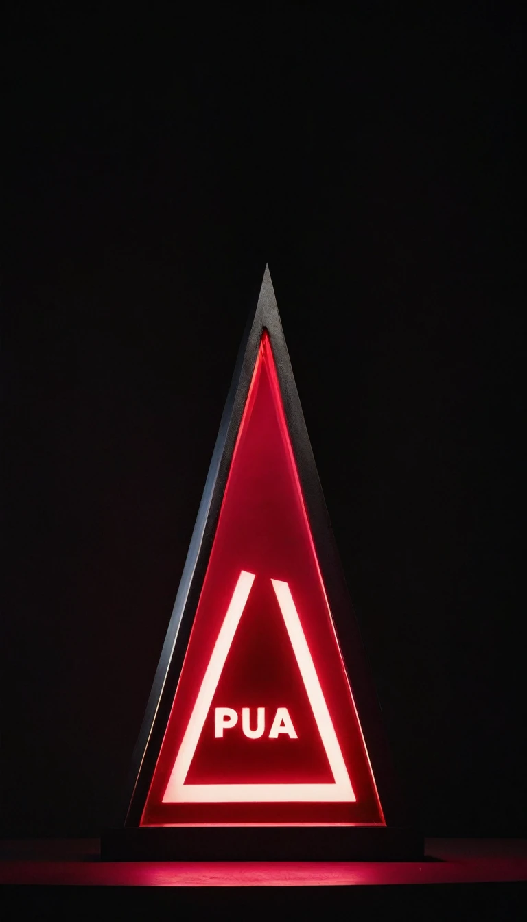 A large, red triangular warning sign with "PUA" written in bold letters. The sign is flashing against a dark background, creating a sense of urgency.