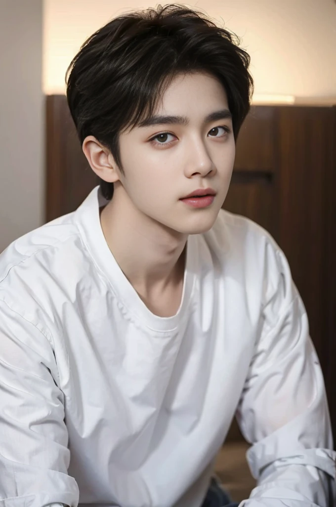 Alphad Asian man in a white shirt looks at the camera, Shin Jinying, Kim Do-young, Male ulzzang, Cai Xukun, South Korean male, jinyoung shin aesthetic, wan adorable korean face, handsome young man face, jaeyeon nam, Kim Tae-joon, hyung tae, inspired by jeonseok lee, headshot profile picture, korean artist, jung jaehyun