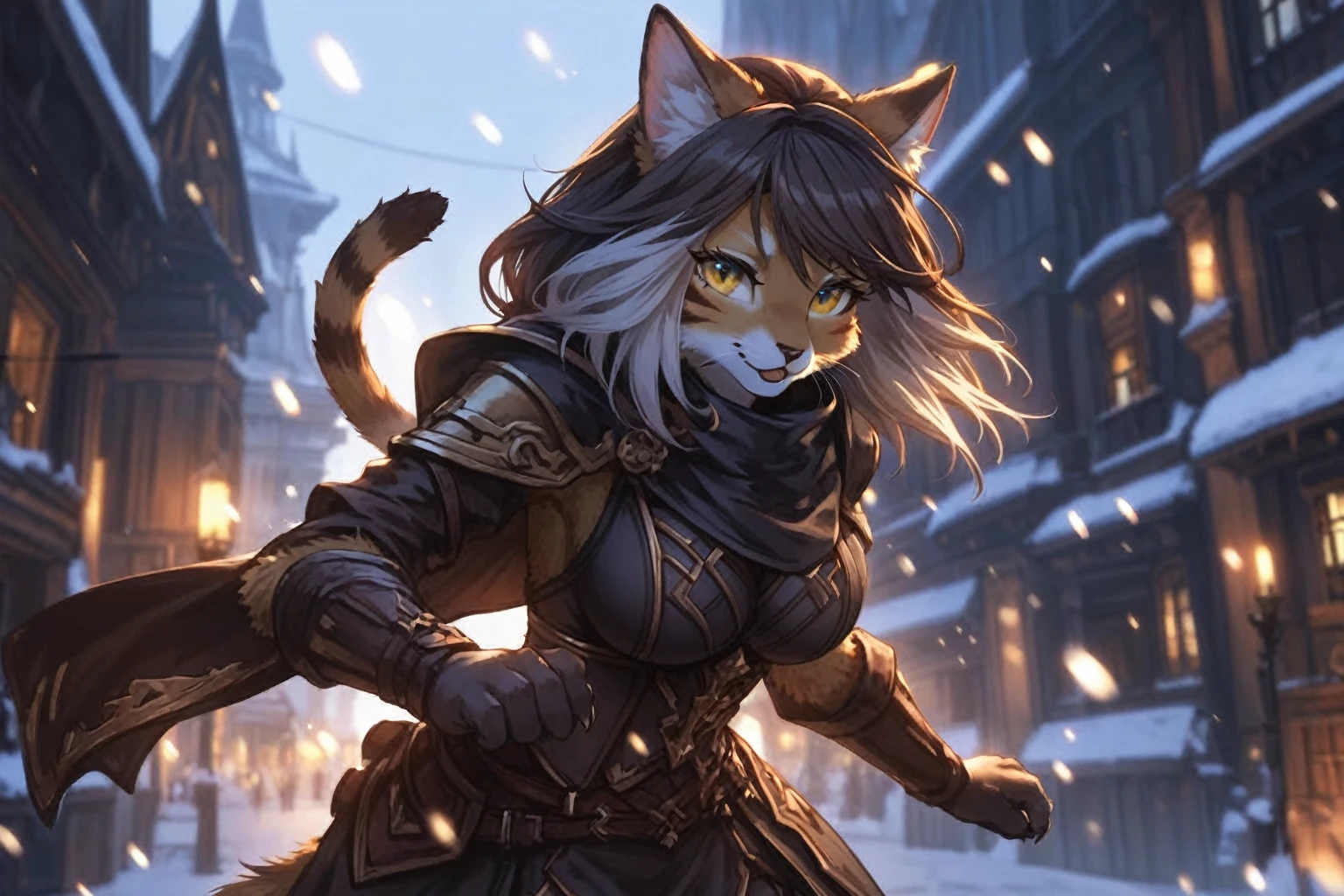 masterpiece, highly detailed, best quality, 1woman, adult, female focus, solo, Fantasy aesthetics, Highly detailed, shadowverse style, furry cat
