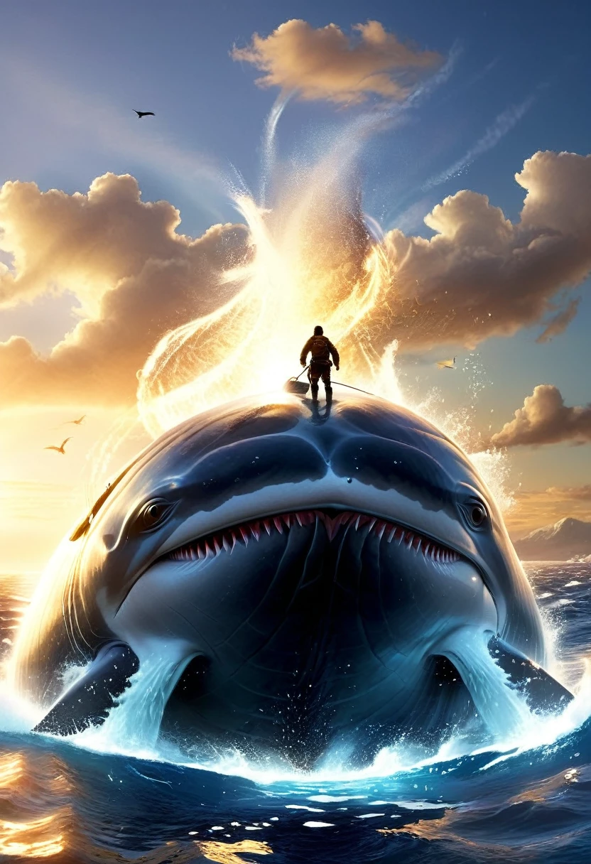 He piled upon the whale's white hump the sum of all the general rage and hate felt by his whole race from Adam down; and then, as if his chest had been a mortar, he burst his hot heart's shell upon it.