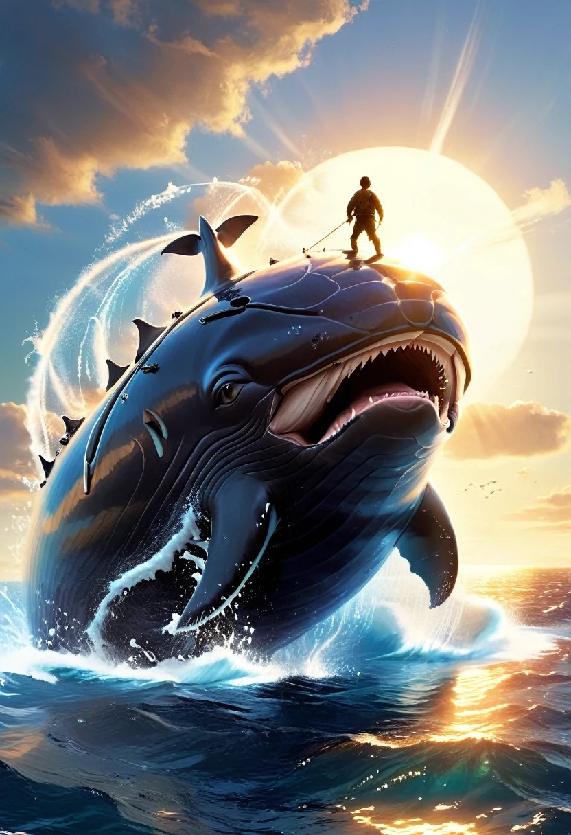 He piled upon the whale's white hump the sum of all the general rage and hate felt by his whole race from Adam down; and then, as if his chest had been a mortar, he burst his hot heart's shell upon it.