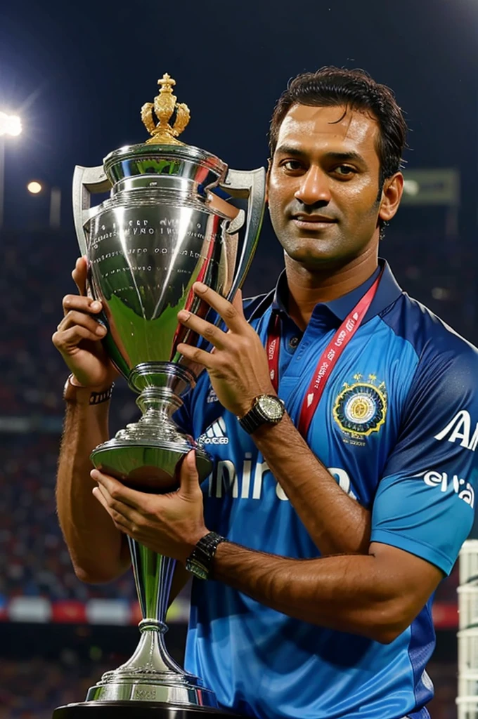 Ms dhoni hold icc trophy