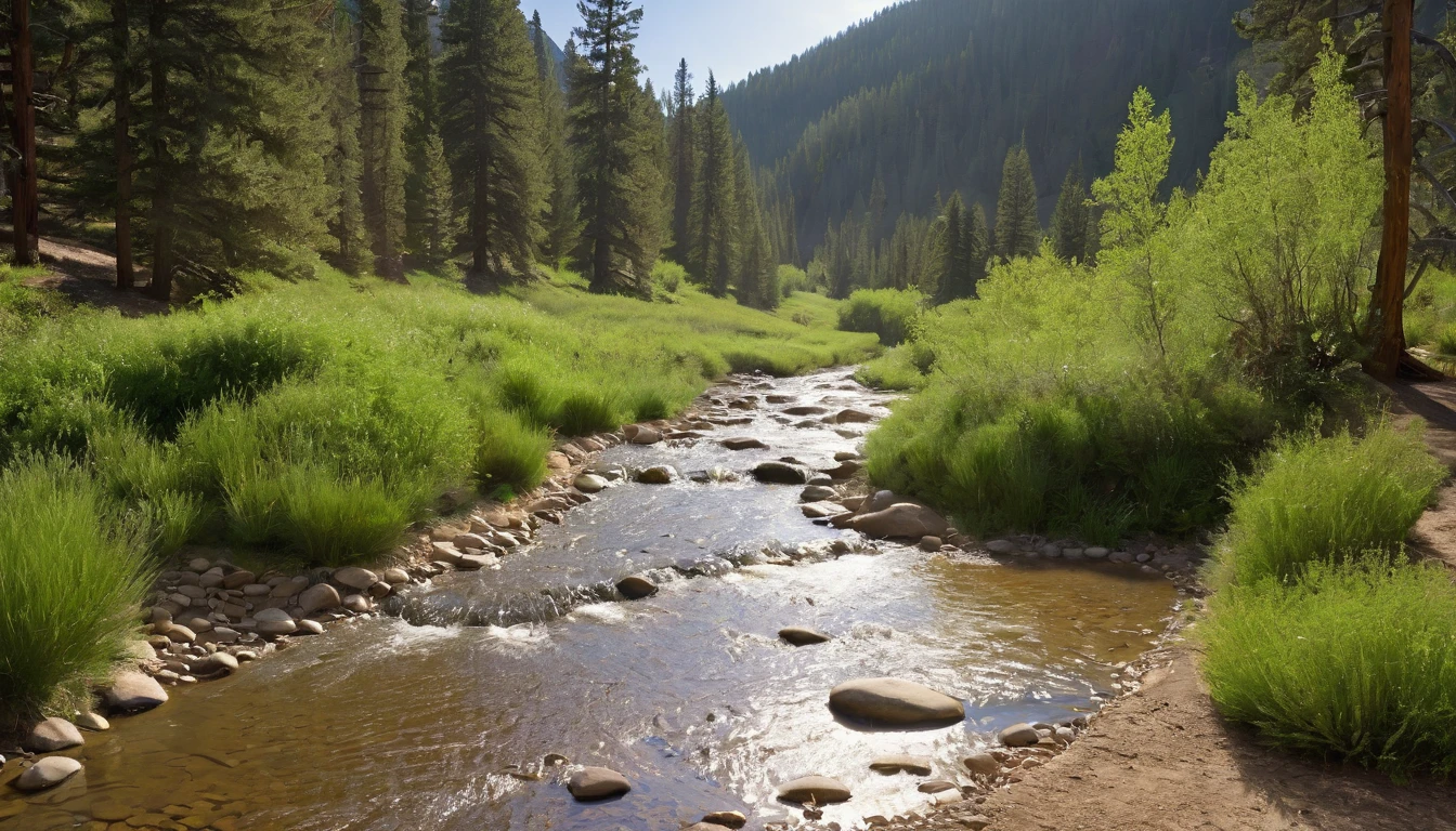 wash
(a usually dry creek bed or gulch that temporarily fills with water after a heavy rain, or seasonally)