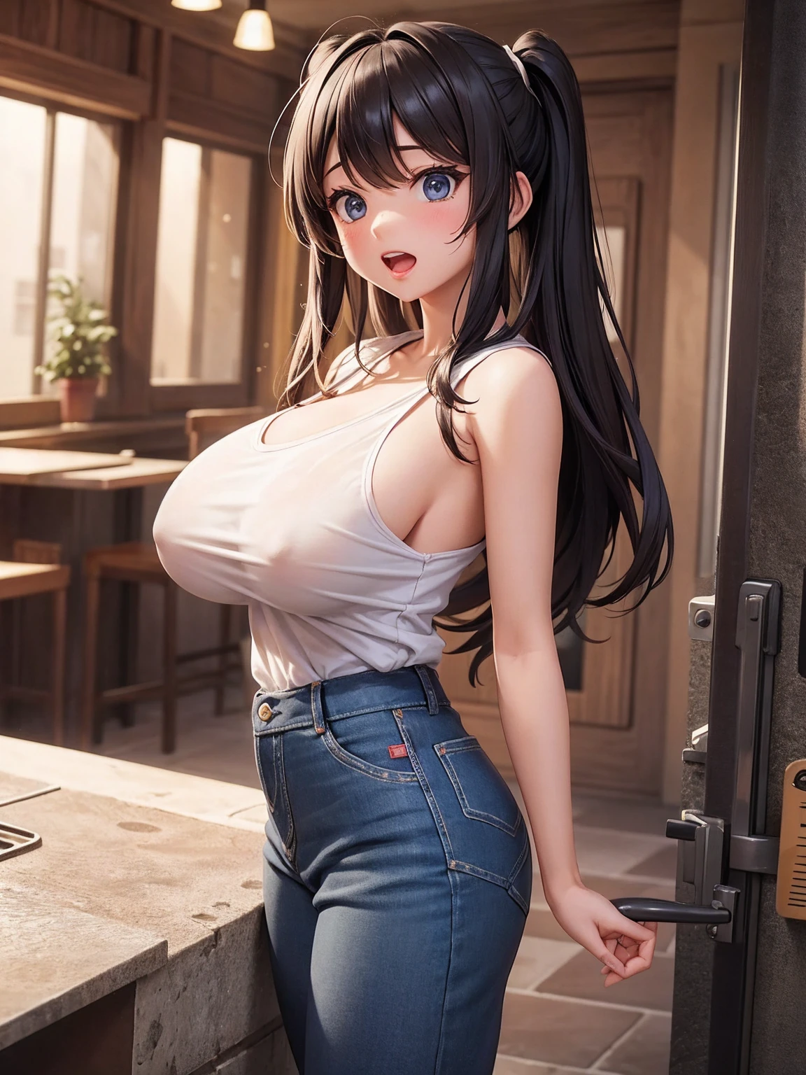 Solo girl,solo boy,Big breast,The girl was surprised to see the boy's big dick