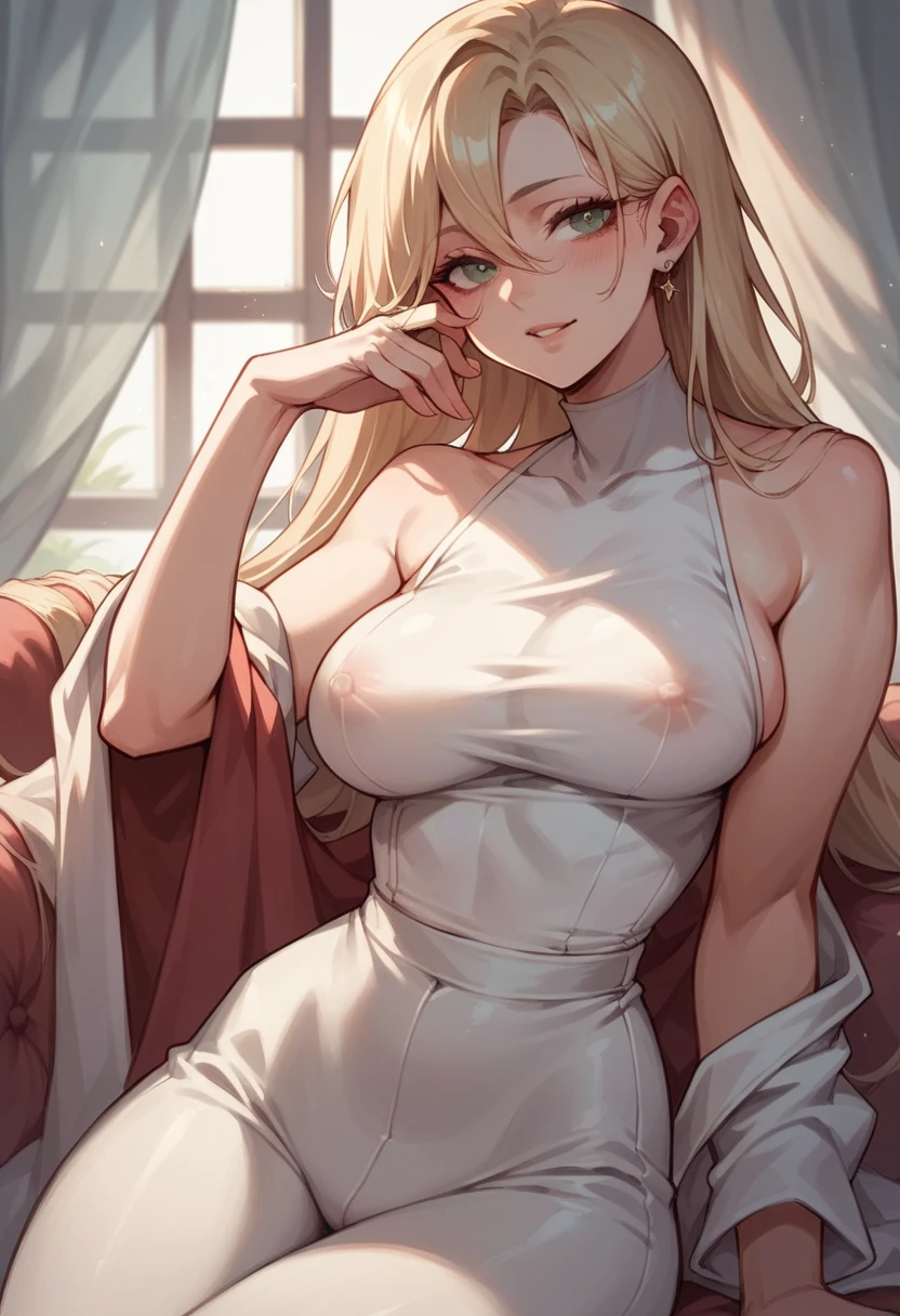 miss,White clothes,Sexy,The act of taking off clothes,nipple