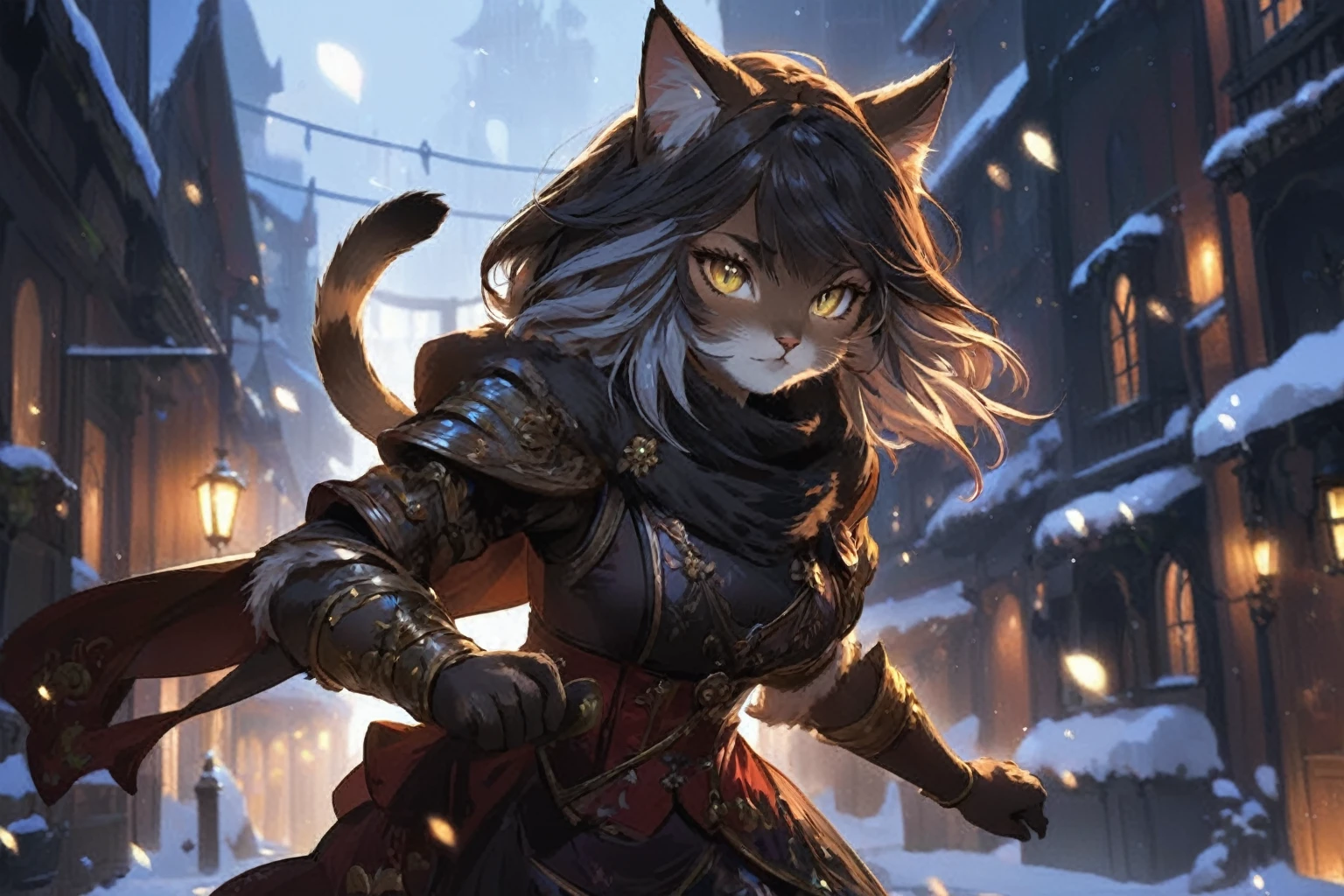 masterpiece, highly detailed, best quality, 1woman, adult, female focus, solo, Fantasy aesthetics, Highly detailed, shadowverse style, furry cat