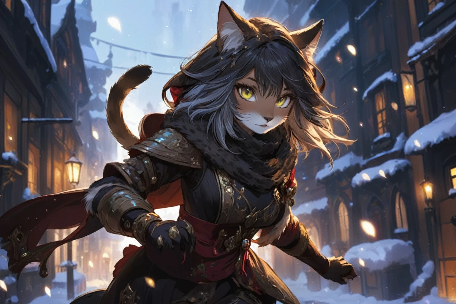 masterpiece, highly detailed, best quality, 1woman, adult, female focus, solo, Fantasy aesthetics, Highly detailed, shadowverse style, furry cat