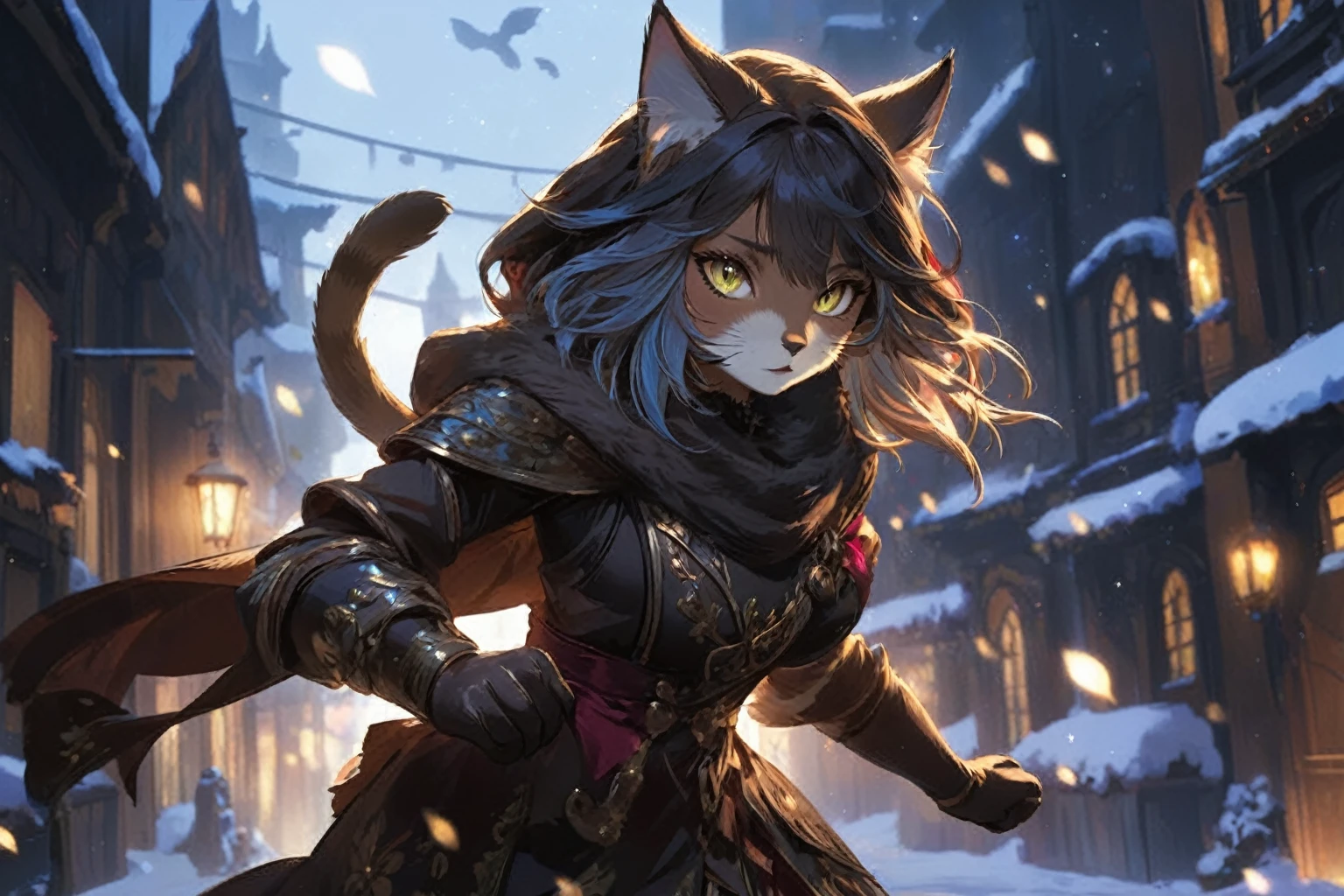 masterpiece, highly detailed, best quality, 1woman, adult, female focus, solo, Fantasy aesthetics, Highly detailed, shadowverse style, furry cat