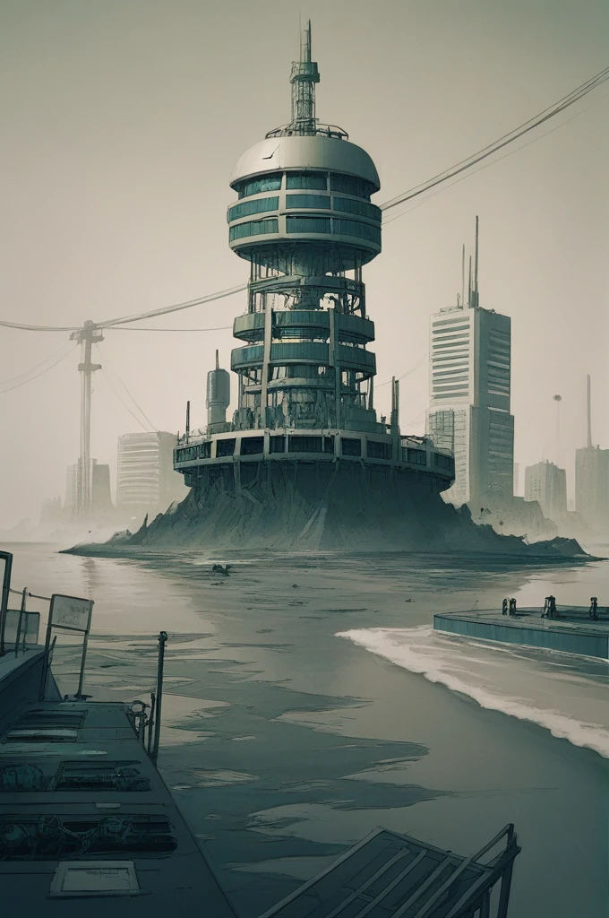 futuristic city, cyberpunk, violence, decay, futuristic society, ocean