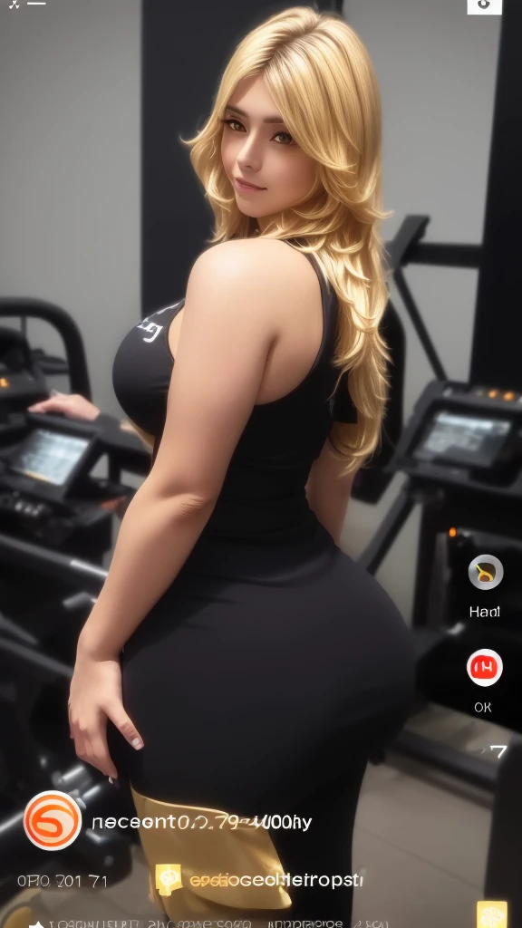 a woman in a black blouse and gray pants posing for a photo, toned backside, low quality video, focus on her back, thick, she is about 6 0 years old, highly detailed 8K ❤🔥 🔥 💀 🤖 🚀, showing the shoulder from behind, ela tem cerca de 50 anos, she is about 7 0 years old, corpo fitness ifbb