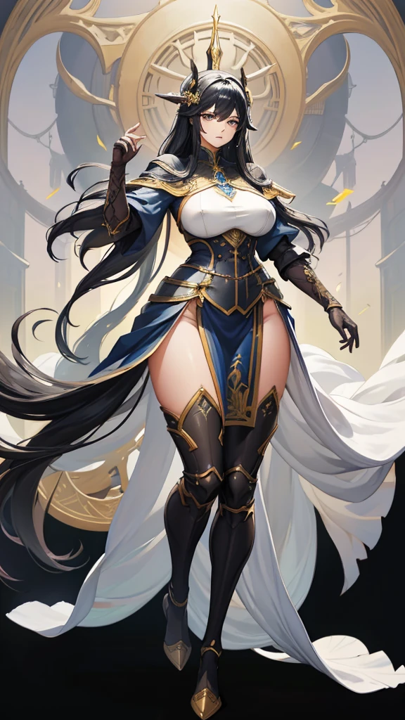 (masterpiece, 4K ,Super detailed:1.2), (anime:1), whole body側面図, jRPG Characters, jRPG Characters art, RPG Characters, Tight-fitting suits, View Viewer, Black Hair, Warrior Commander, (Medieval), whole body, (Perfect quality), Pure white background, Lots of white space, whole bodyが写っている, whole body写真