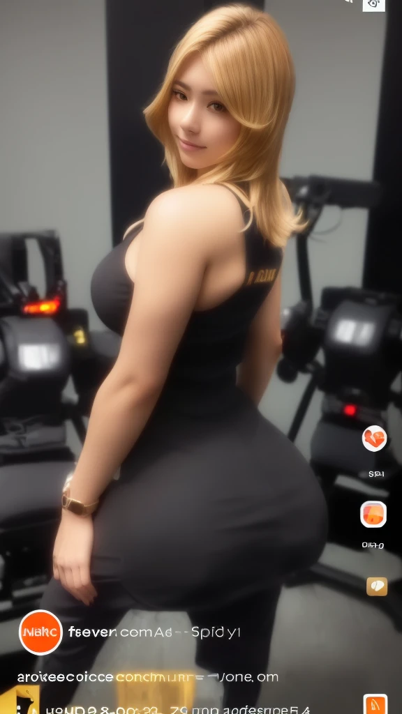 a woman in a black blouse and gray pants posing for a photo, toned backside, low quality video, focus on her back, thick, she is about 6 0 years old, highly detailed 8K ❤🔥 🔥 💀 🤖 🚀, showing the shoulder from behind, ela tem cerca de 50 anos, she is about 7 0 years old, corpo fitness ifbb