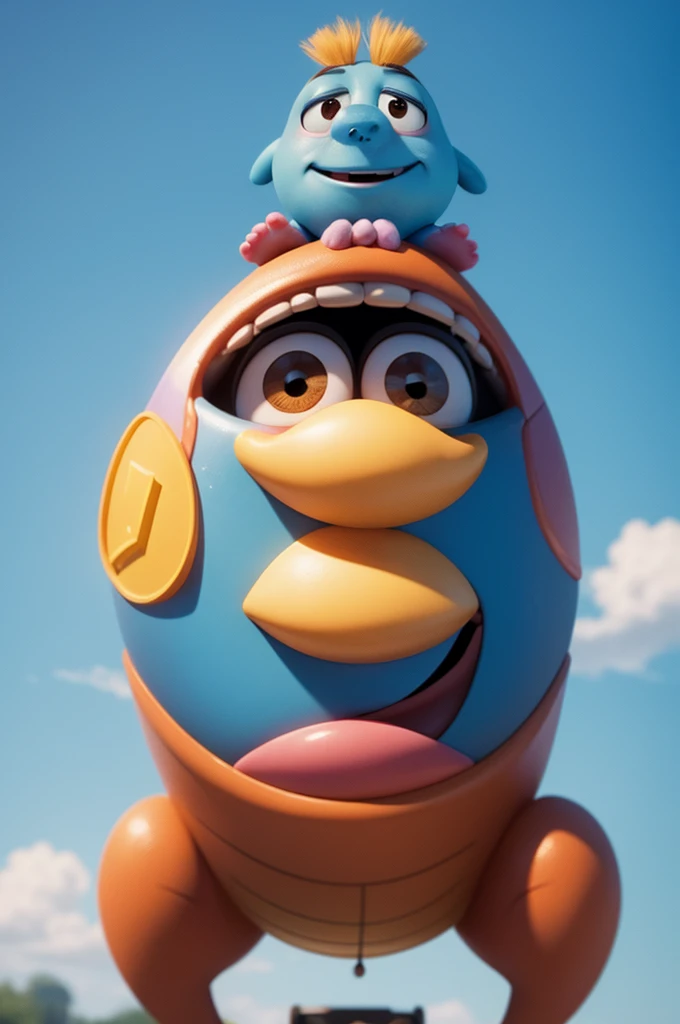 I want a photo of an emotion from the fun pixar movie . It's a brown-haired, beige-skinned ,wearing all star sneakers