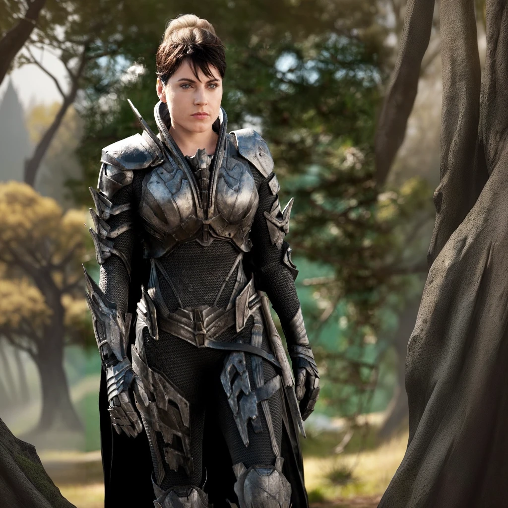 arafed woman in armor standing in a park with trees in the background, wearing witchblade armor, elven armor, elisha cuthbert as a paladin, imogen poots as a paladin, girl in knight armor, infinity blade armor, wearing thunder armor, wearing fantasy armor, female armor, in leather armor, stunning armor