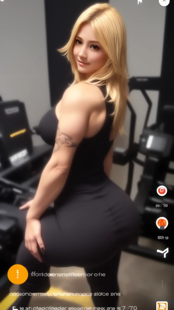 a woman in a black blouse and gray pants posing for a photo, toned backside, low quality video, focus on her back, thick, she is about 6 0 years old, highly detailed 8K ❤🔥 🔥 💀 🤖 🚀, showing the shoulder from behind, ela tem cerca de 50 anos, she is about 7 0 years old, corpo fitness ifbb