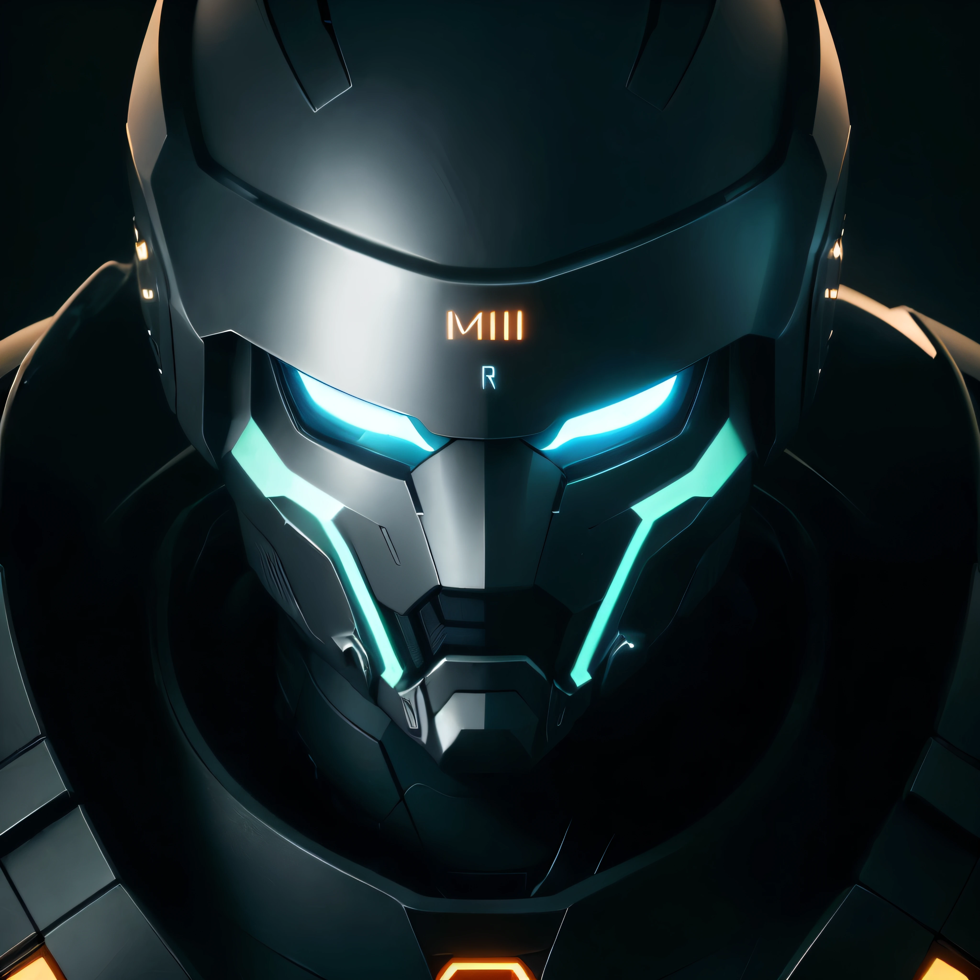 cyber science fiction helm , fine-details, symbolizing the stylized letter M outlining the area of the nose, mouth and eyes, as if it were a futuristic spartan helmet, sci-fi movie style, outdoor photo, fot, naturallight, fotorrealism, cinematic rendering, Ray tracing, the highest quality, the highest detail, cinematographic, 3d, Third person view, frontal image,