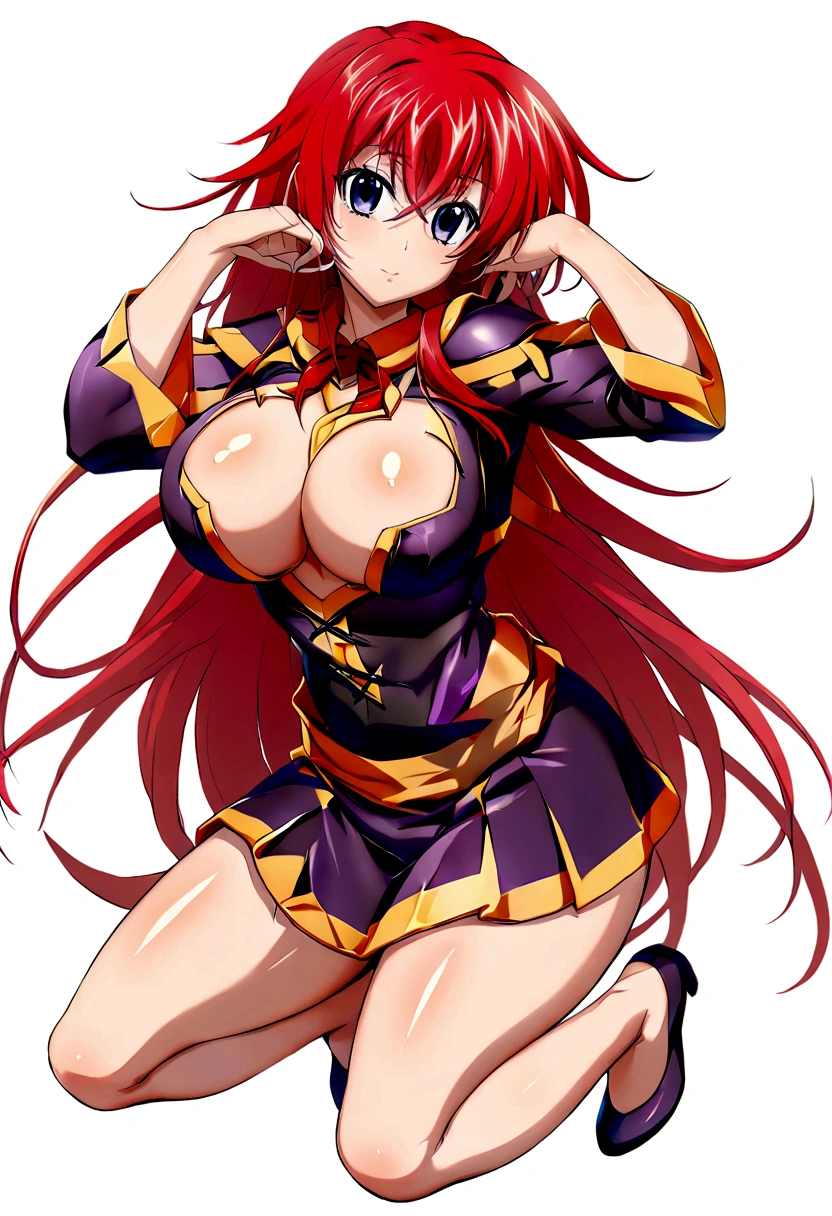 1girl, full body, mage costume, d cup breasts, round hips, long red hair hair, mage pose, blank gray empty background