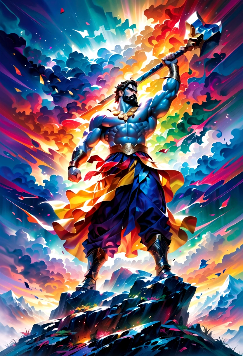 A powerful and inspiring artwork inspired by the lyrics "you are my champion, giants fall when you stand undefeated." The artwork depicts a determined figure standing tall and confident, symbolizing strength and resilience. The figure is surrounded by fallen giants, representing the obstacles and challenges overcome. Vibrant colors and dynamic brushstrokes convey a sense of triumph and victory.