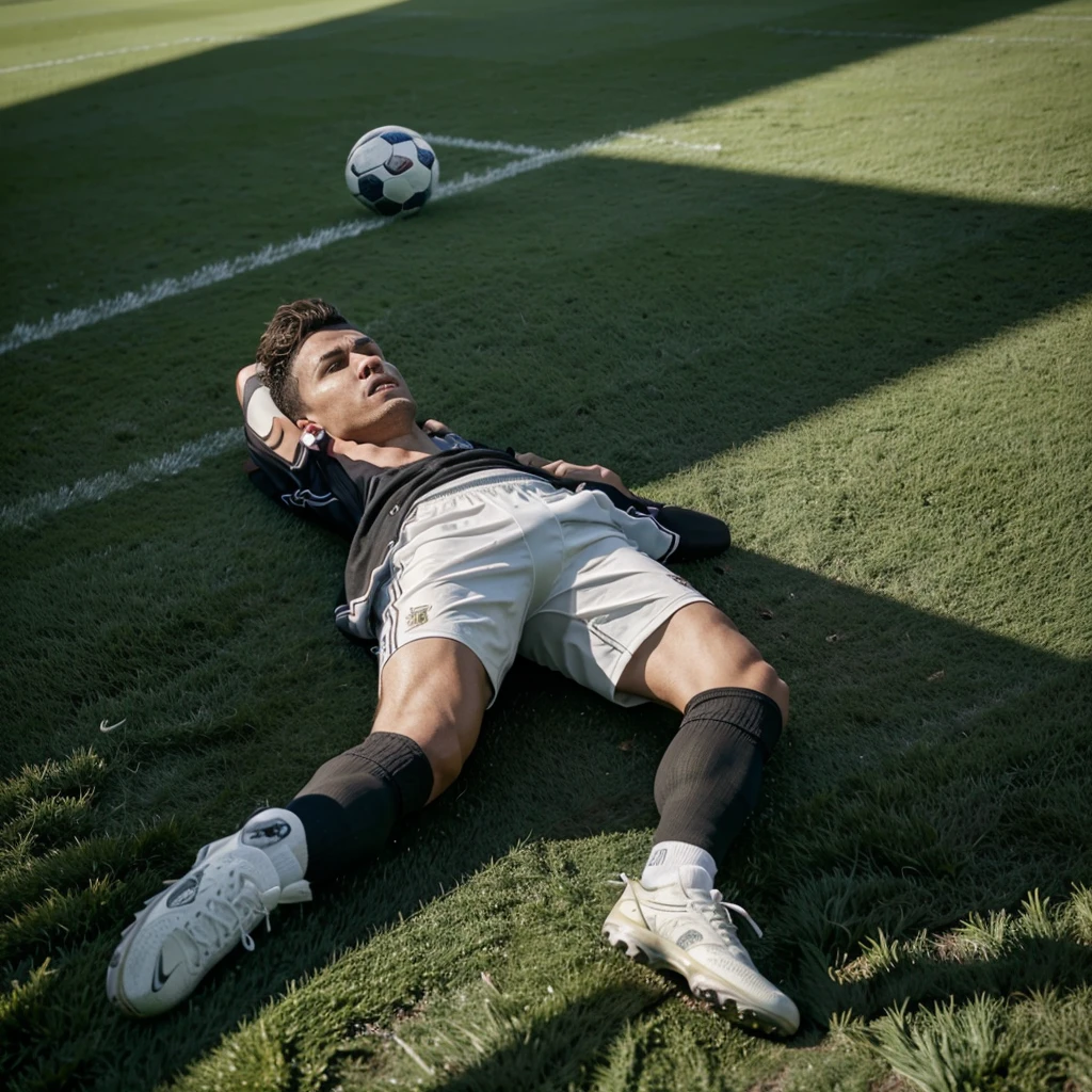 (epicRealism, haute qualité, HD, 4k, aucun défaut, qualité parfaite), Cristiano Ronaldo, football, terrain de football