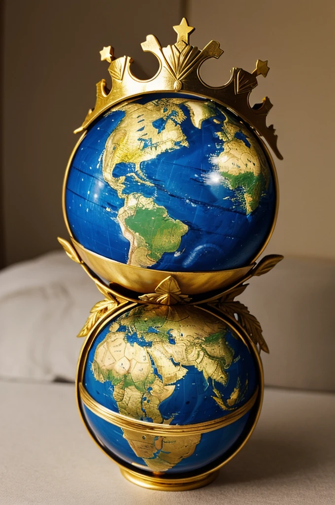 Make a earth in form of Countryball wearing golden crown 