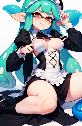 Splatoon,Embarrassed,semen,Squid Girl,Maid clothes,Big Breasts