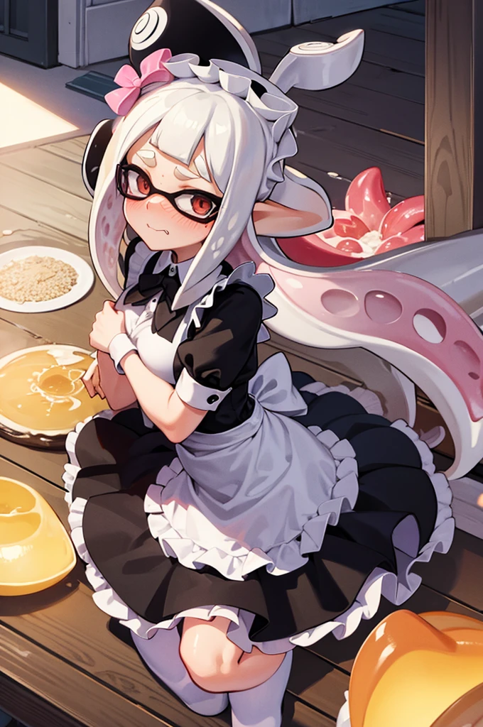 Splatoon,Embarrassed,semen,Squid Girl,Maid clothes,Big Breasts