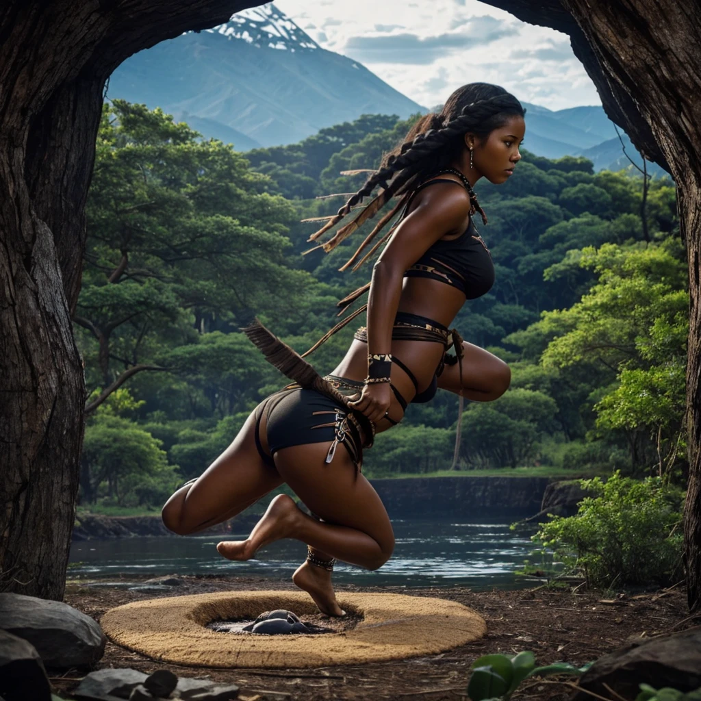 Indigenous hollow internally, big fit ass, black panther hunting inside, woman floating in the center