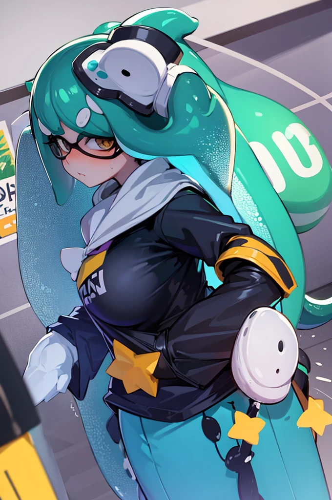 Splatoon,Embarrassed,semen,Squid Girl,uniform,Big Breasts