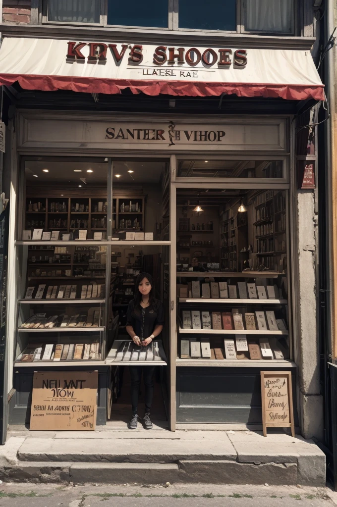 knife shop, on the store facade written her name which is "Caesar's Knives"