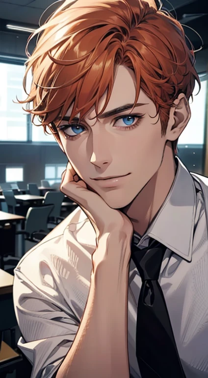 (best quality,4k,8k,highres,masterpiece:1.2),ultra-detailed,(realistic,photorealistic,photo-realistic:1.37),1 man,31 years old,mature man,very handsome,without expression,smile,short grey b
Orange hair,blue eyes,penetrating gaze,perfect face without errors,imposing posture,businessman,office background,cinematic lighting,hdr image