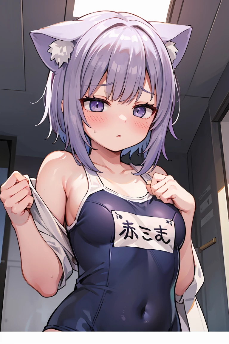 virtual | Cat porridge | nekomata-okayu,Browsing Caution,1 Girl,,,chest,尖ったchest,chestの谷間,Underbust,Side Bust Barbosa,(blush),((Embarrassing)),Spread out and masturbate((Navy school swimsuit))round 1(((chestを持ち上げる)))((View from below、View from below))Upper body close-up,(巨大なchest)