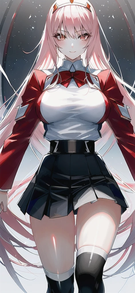 (zero_two_001:1.4), thicc school 1girl wearing thighhighs pleated skirt, skirt pull, skirt lift, revealing panties, short skirt, gorgeous features, clear face, symmetrical face, beautiful face, rendered eyes, detailed eyes, beautiful hair, smile, long legs, [thick|slender] bare thighs, thigh gap, natural breasts, symmetrical breasts, perfect breasts, anatomy, athletic, fit, in shape, exotic, alluring, mature, masterpiece portrait, extreme detail, (character focus:1.4), highly detailed, 8k octane, HDR, ultra detailed, best quality, highest quality, realistic lighting, hyperdetailed