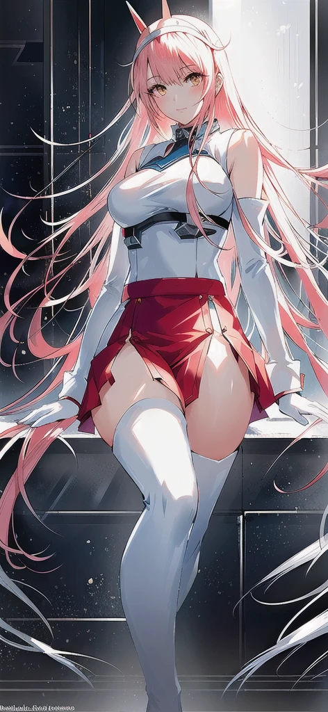 (zero_two_001:1.4), thicc school 1girl wearing thighhighs pleated skirt, skirt pull, skirt lift, revealing panties, short skirt, gorgeous features, clear face, symmetrical face, beautiful face, rendered eyes, detailed eyes, beautiful hair, smile, long legs, [thick|slender] bare thighs, thigh gap, natural breasts, symmetrical breasts, perfect breasts, anatomy, athletic, fit, in shape, exotic, alluring, mature, masterpiece portrait, extreme detail, (character focus:1.4), highly detailed, 8k octane, HDR, ultra detailed, best quality, highest quality, realistic lighting, hyperdetailed